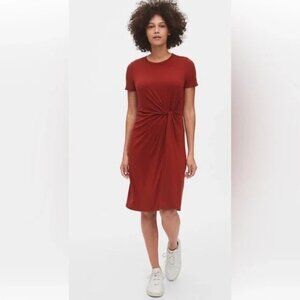 GAP Red Midi Dress with Knot Detail